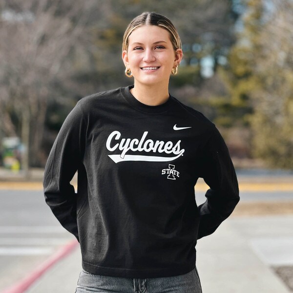 Nike® Women's I-State Cyclones Black Boxy Long Sleeve